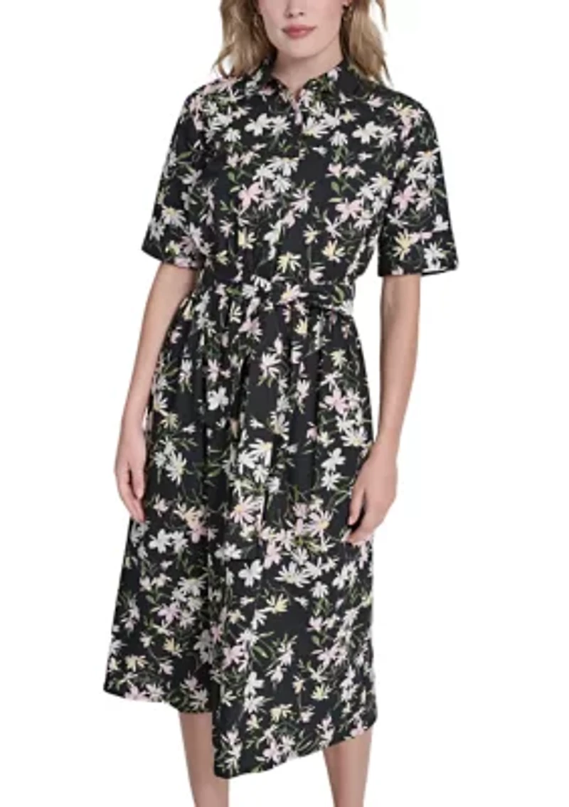 Women's 3/4 Sleeve Floral Midi Dress