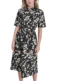 Women's 3/4 Sleeve Floral Midi Dress