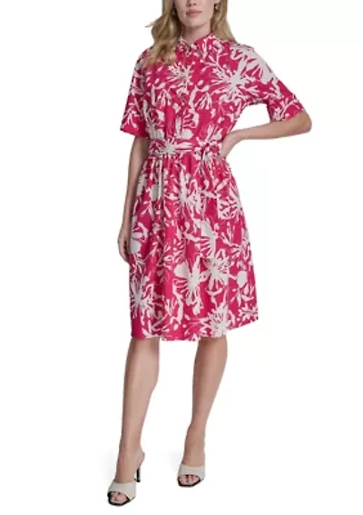 Women's Three-Quarter Sleeve Midi Dress