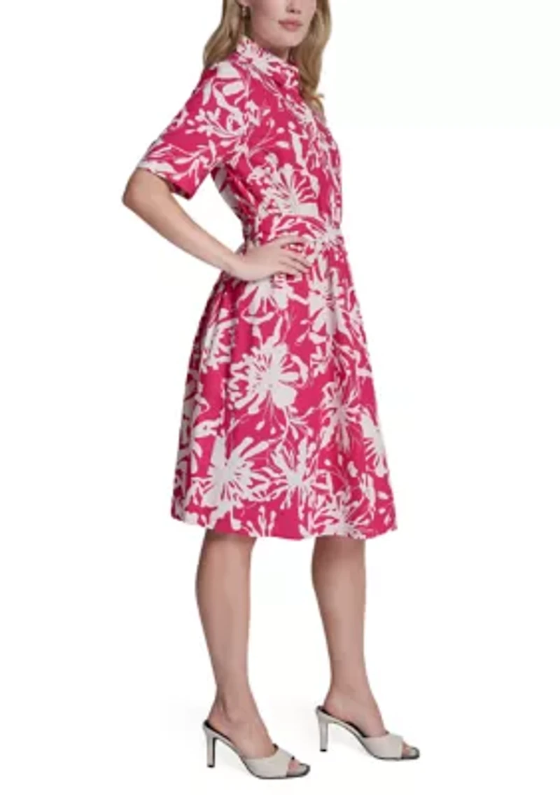 Women's Three-Quarter Sleeve Midi Dress