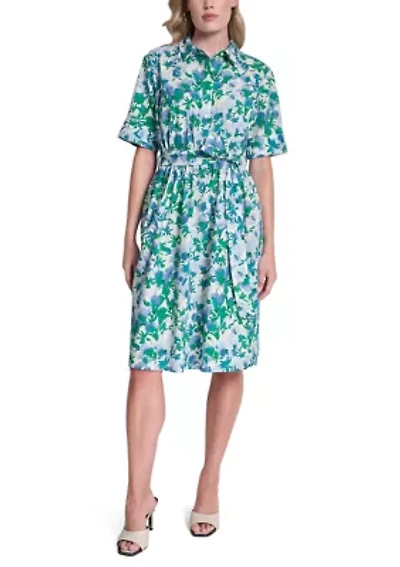 Women's Three-Quarter Sleeve Floral Midi Dress