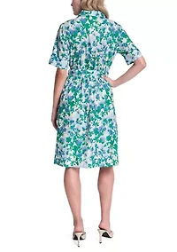 Women's Three-Quarter Sleeve Floral Midi Dress