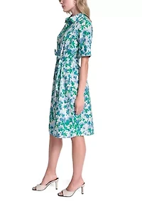 Women's Three-Quarter Sleeve Floral Midi Dress