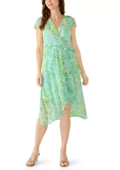 Women's Floral Wrap Midi Dress