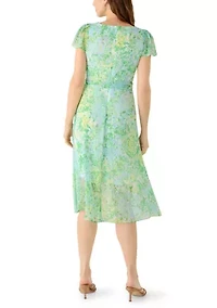 Women's Floral Wrap Midi Dress
