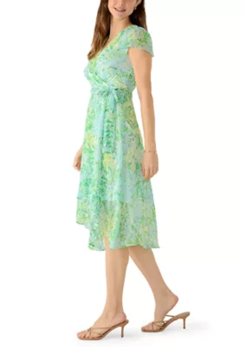 Women's Floral Wrap Midi Dress
