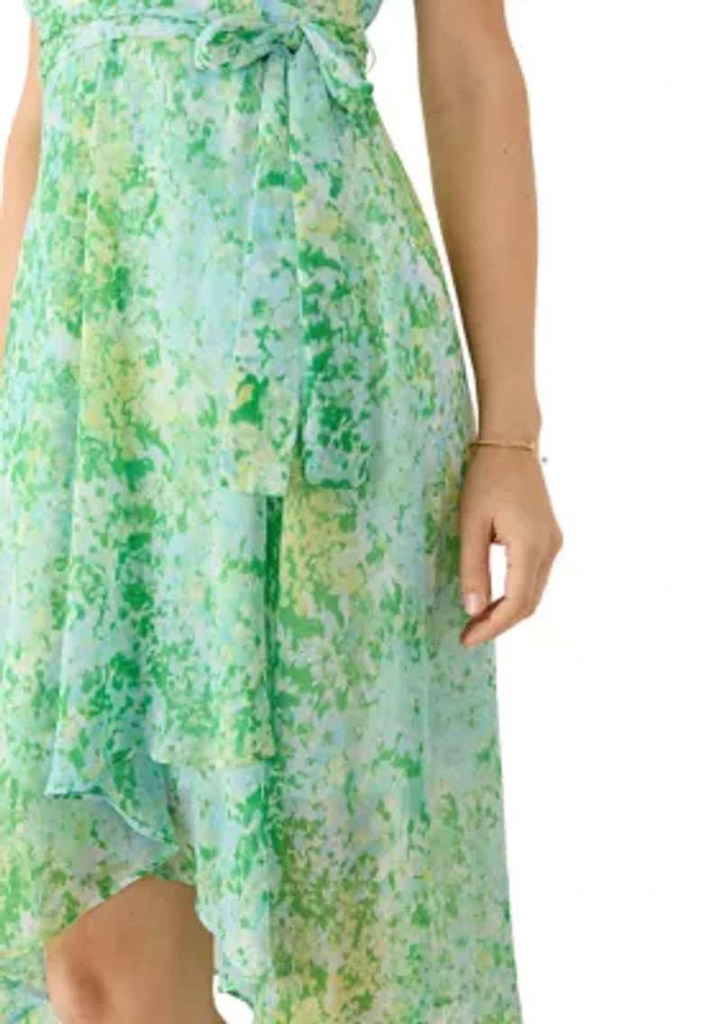 Women's Floral Wrap Midi Dress