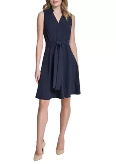 Women's Sleeveless Tie Waist Mini Dress