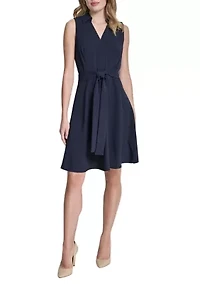 Women's Sleeveless Tie Waist Mini Dress