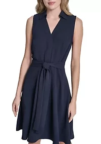 Women's Sleeveless Tie Waist Mini Dress