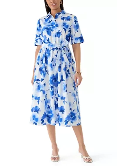 Women's 3/4 Sleeve Floral Midi Dress