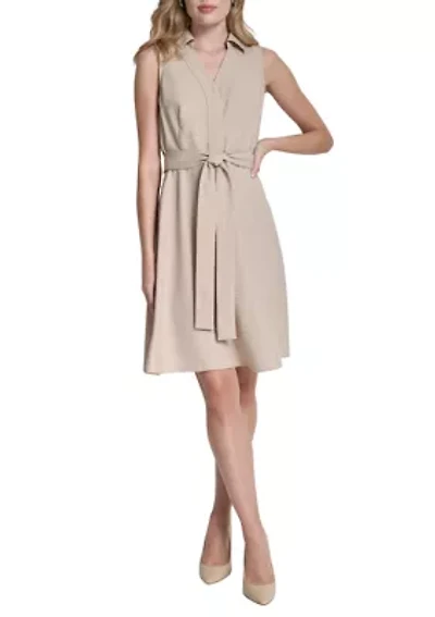Women's Sleeveless Tie Waist Mini Dress