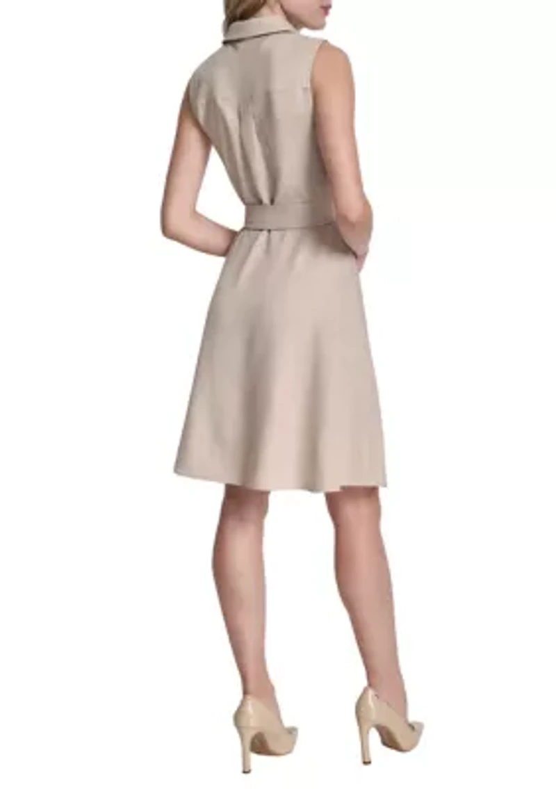 Women's Sleeveless Tie Waist Mini Dress