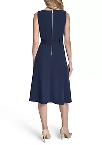 Women's Sleeveless Scuba A-Line Midi Dress