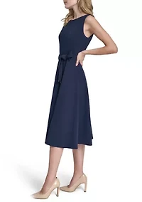 Women's Sleeveless Scuba A-Line Midi Dress