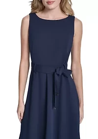 Women's Sleeveless Scuba A-Line Midi Dress