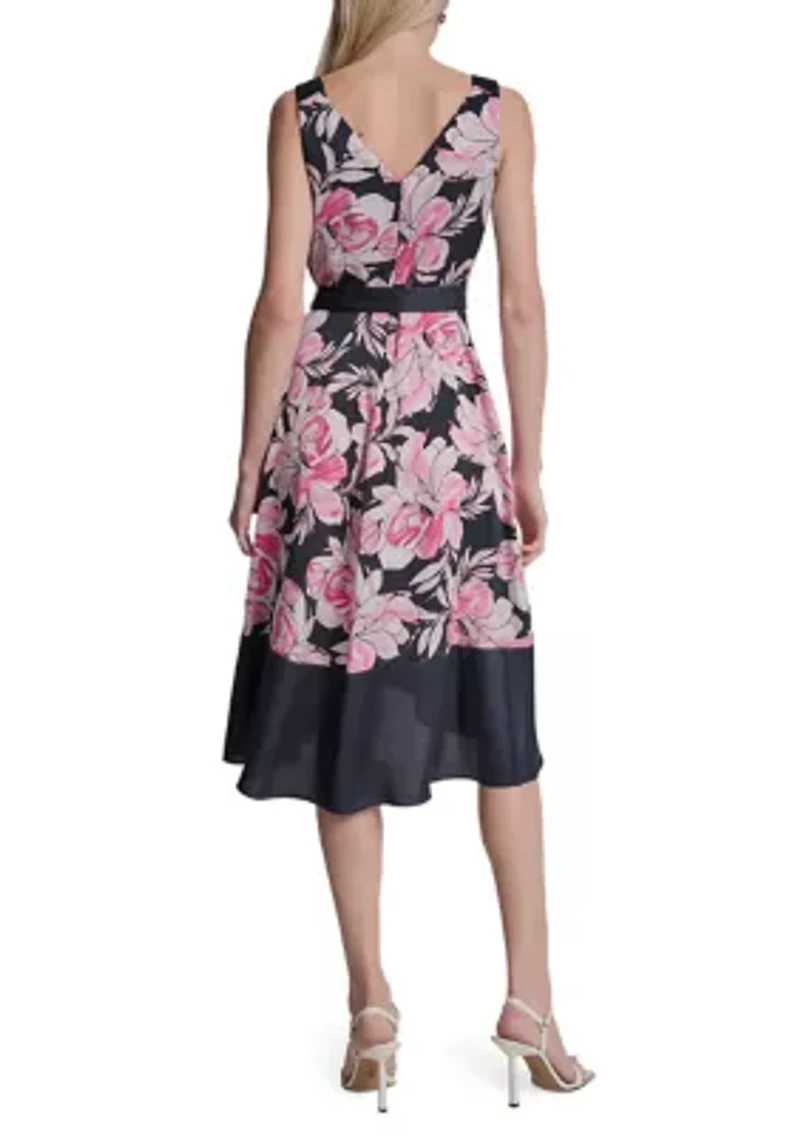 Women's V-Neck Floral Midi Dress