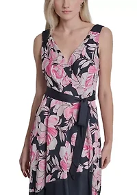 Women's V-Neck Floral Midi Dress