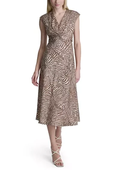 Women's Sleeveless Printed Chiffon A-Line Dress