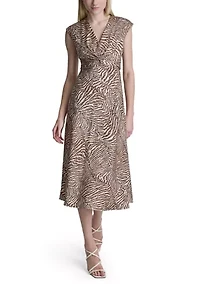 Women's Sleeveless Printed Chiffon A-Line Dress