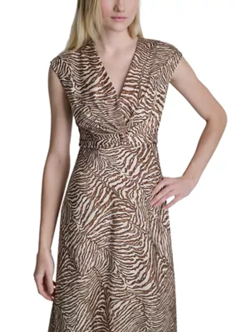 Women's Sleeveless Printed Chiffon A-Line Dress