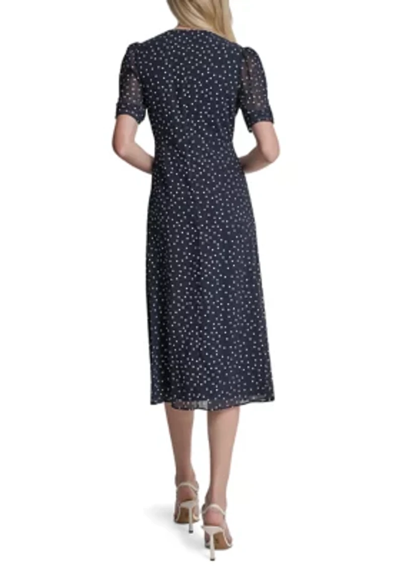 Women's Dot Chiffon Midi Dress