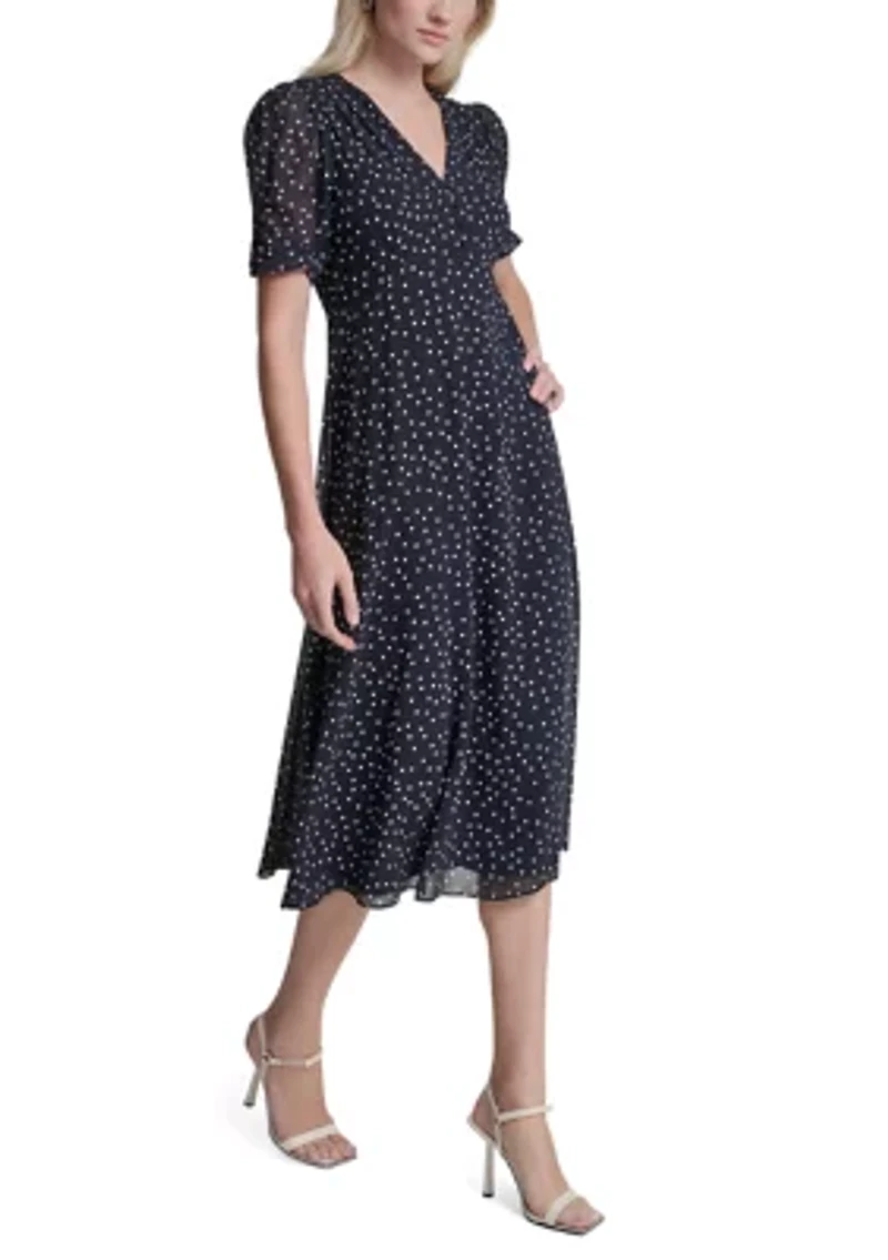 Women's Dot Chiffon Midi Dress