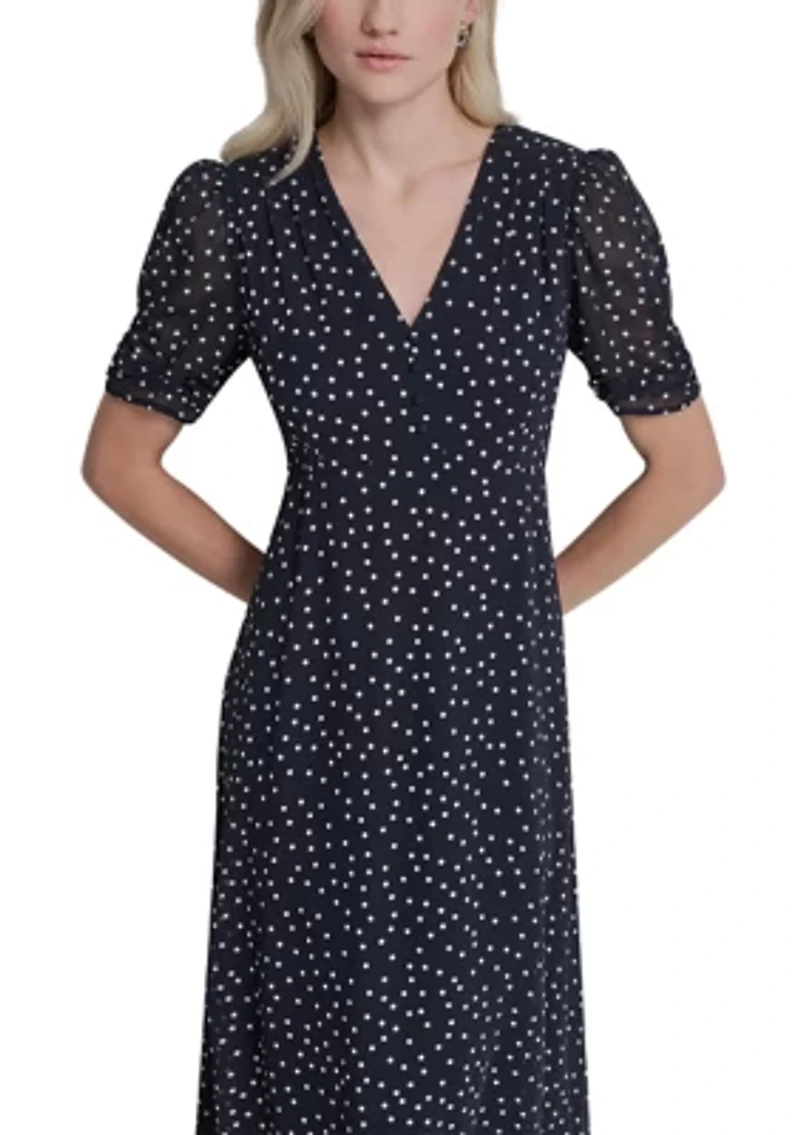 Women's Dot Chiffon Midi Dress