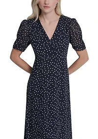 Women's Dot Chiffon Midi Dress