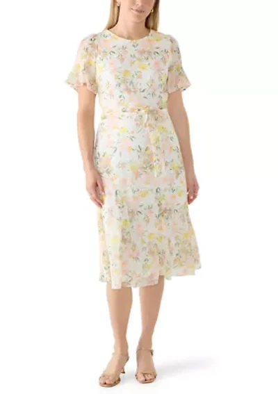 Women's Flutter Sleeve Midi Dress