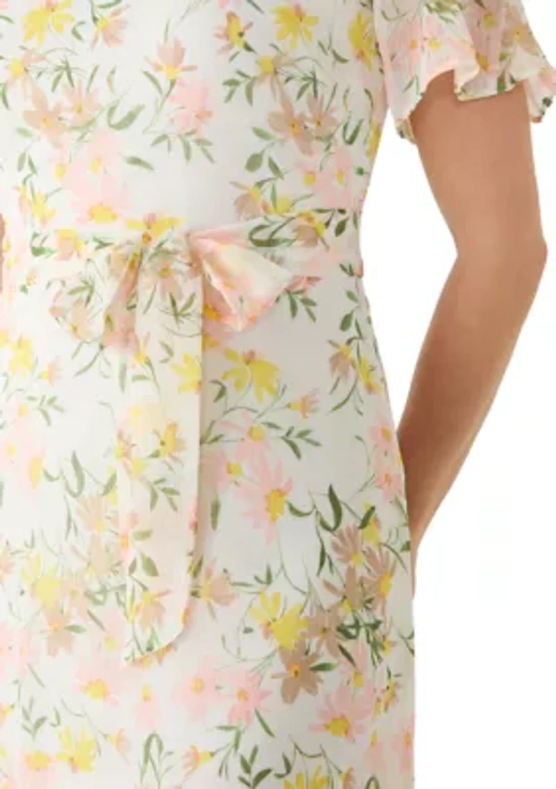 Women's Flutter Sleeve Midi Dress