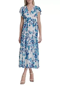 Women's Flutter Sleeve Floral Maxi Dress