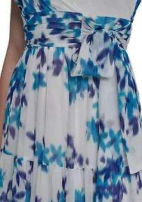 Women's Flutter Sleeve Floral Maxi Dress
