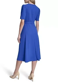 Women's Short Sleeve Scuba Midi Dress
