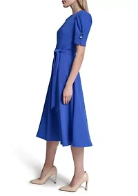 Women's Short Sleeve Scuba Midi Dress