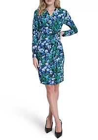 Women's Long Sleeve Printed Sheath Dress