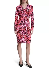 Women's Long Sleeve Printed Sheath Dress