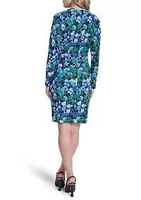 Women's Long Sleeve Printed Sheath Dress
