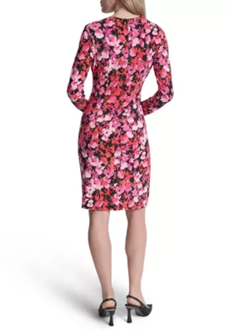 Women's Long Sleeve Printed Sheath Dress