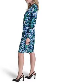 Women's Long Sleeve Printed Sheath Dress