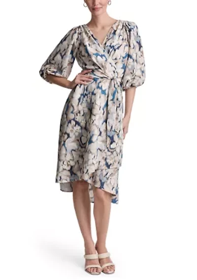 Women's Short Sleeve Printed Gauze A-Line Dress