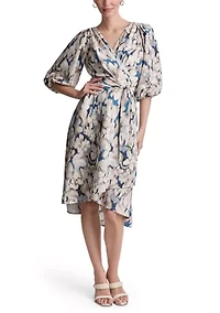 Women's Short Sleeve Printed Gauze A-Line Dress