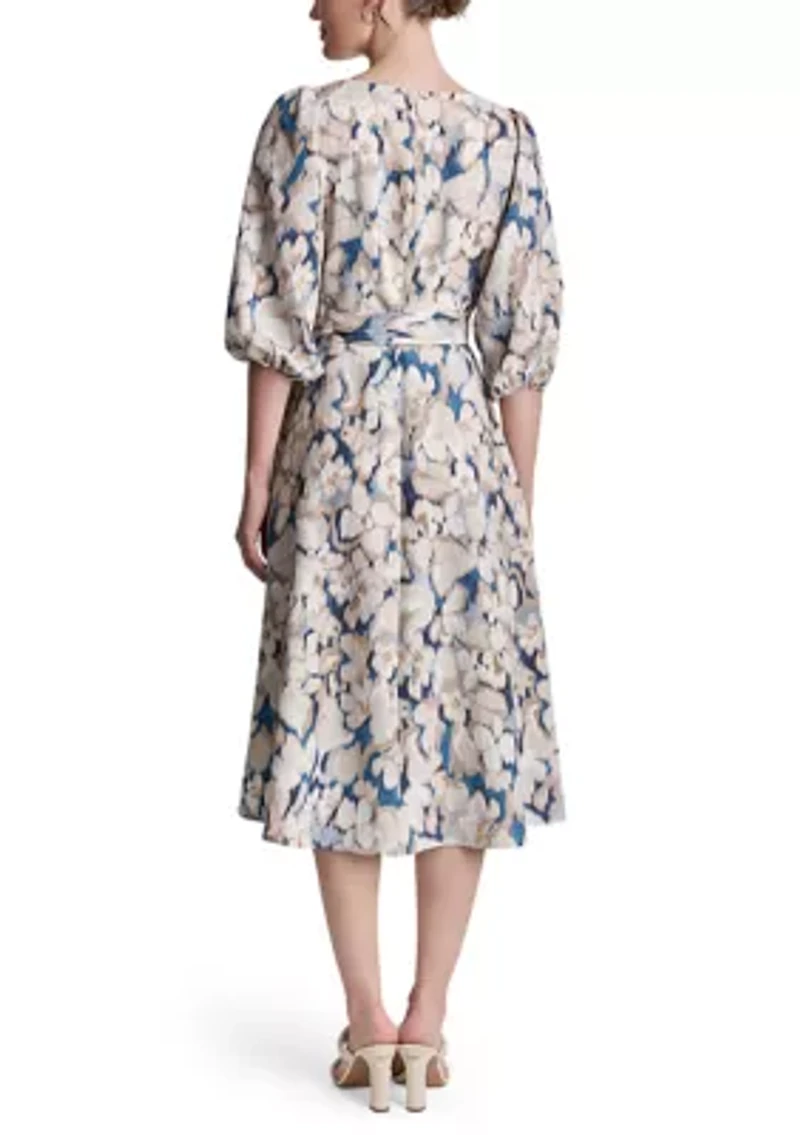 Women's Short Sleeve Printed Gauze A-Line Dress