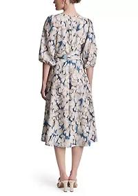 Women's Short Sleeve Printed Gauze A-Line Dress