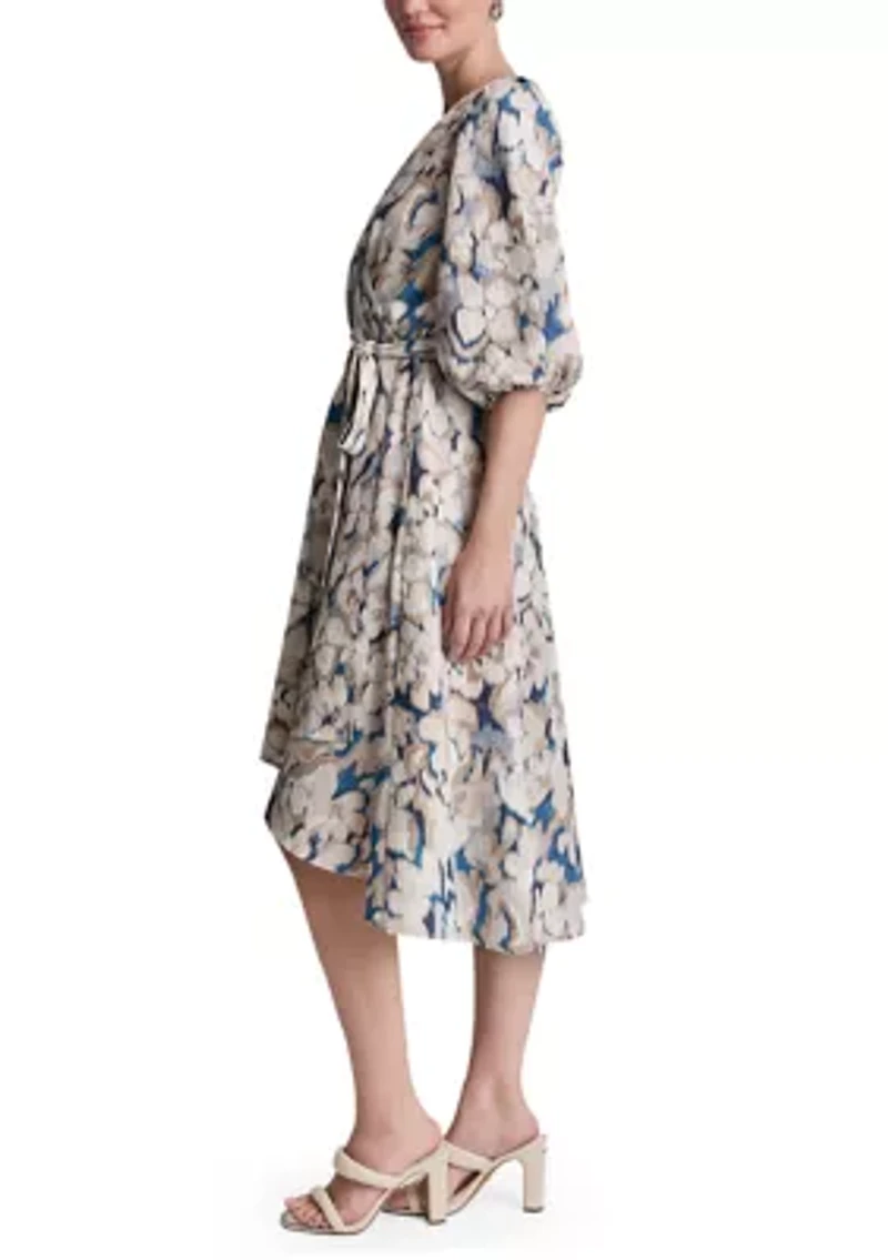 Women's Short Sleeve Printed Gauze A-Line Dress