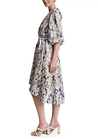 Women's Short Sleeve Printed Gauze A-Line Dress