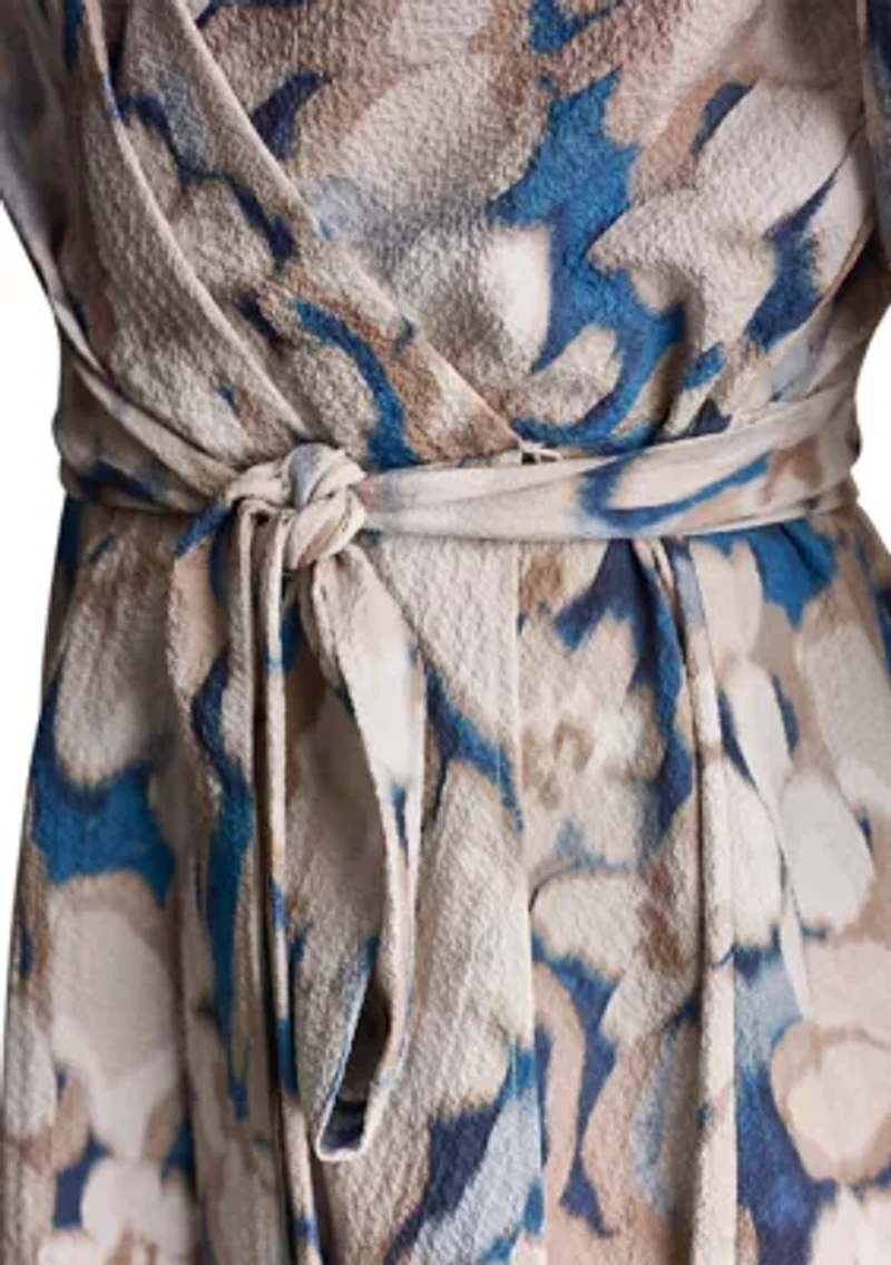 Women's Short Sleeve Printed Gauze A-Line Dress