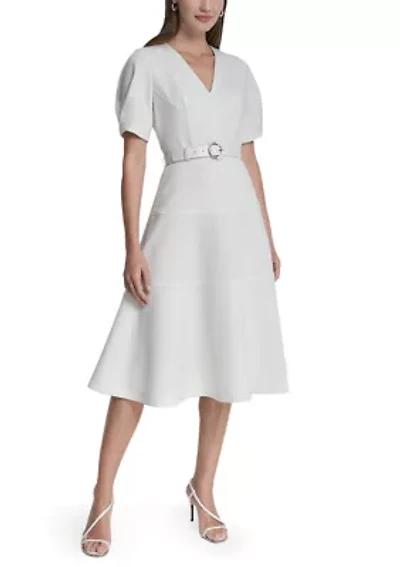 Women's Puff Sleeve Midi Dress