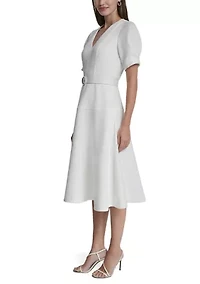 Women's Puff Sleeve Midi Dress