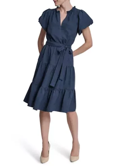 Women's Short Sleeve Tiered Mini Dress